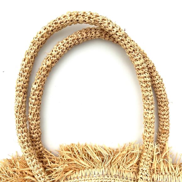 Cult Gaia Peyton Raffia PVC Clear Purse Fringe Beach Bag Tote Oversized - Picture 7 of 9